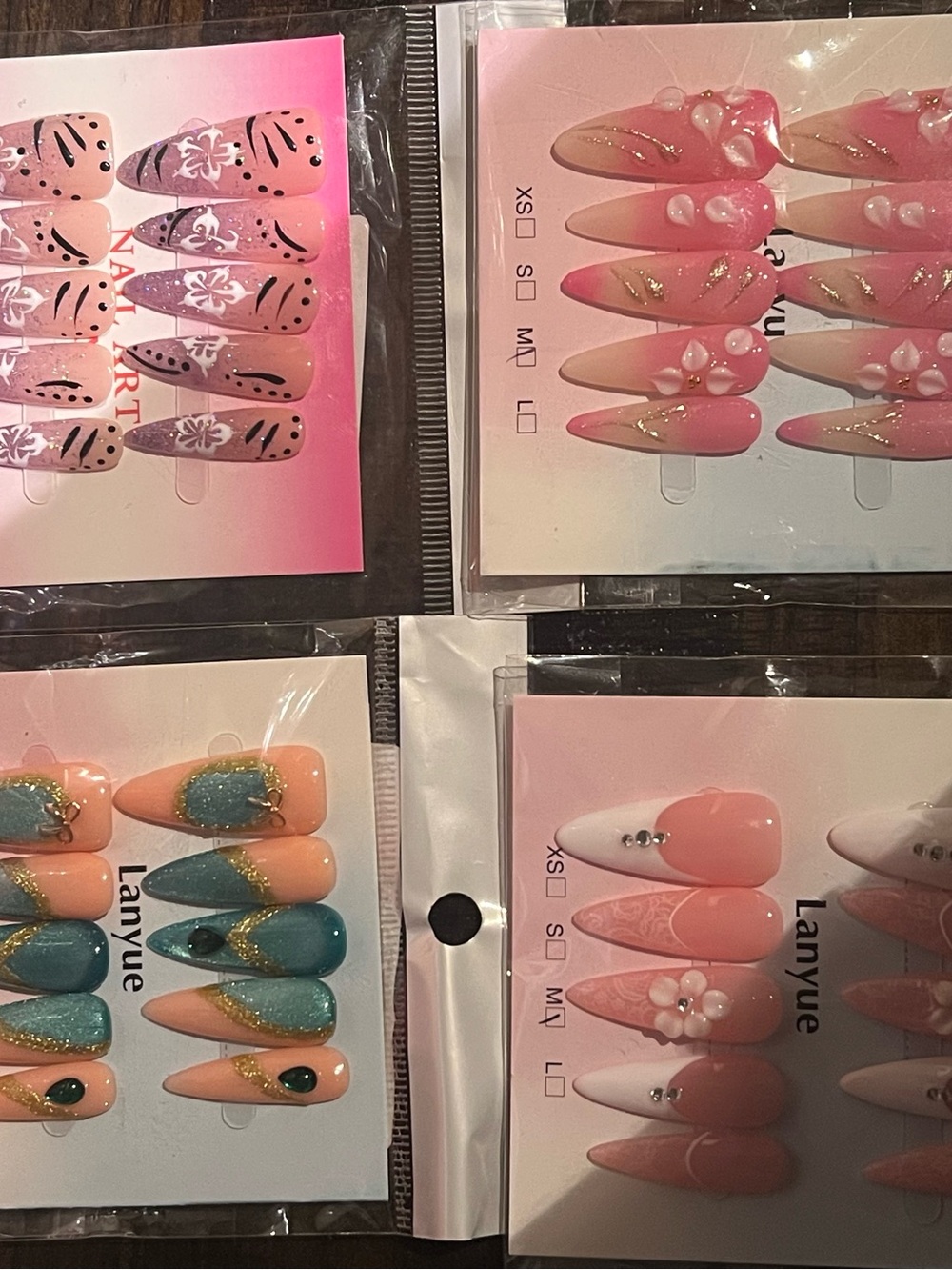 Pink Press-On Nail Set — Decorative Nails Size Medium